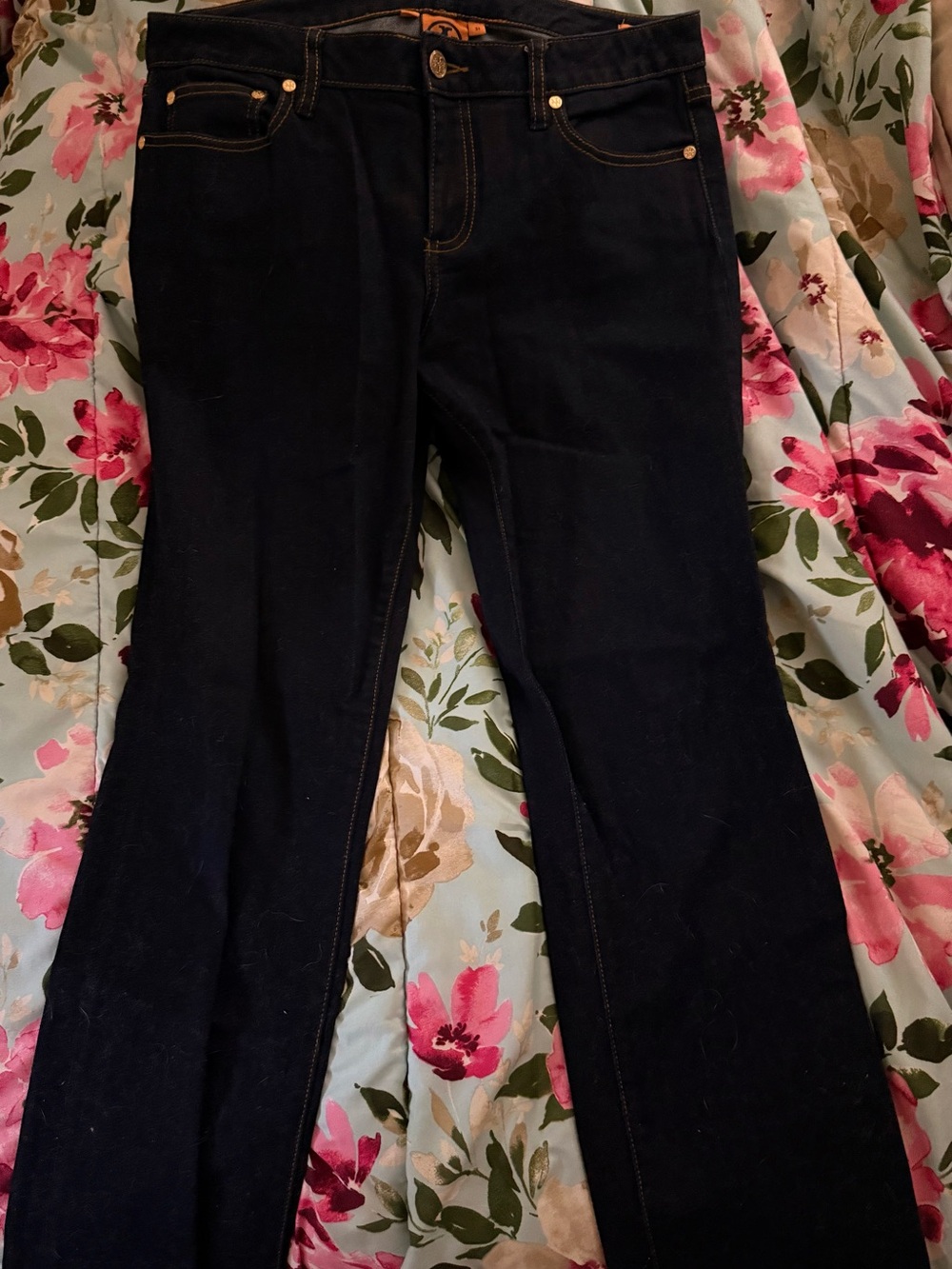 Tory Burch Dark Blue Flare Jeans - Picture 2 of 5